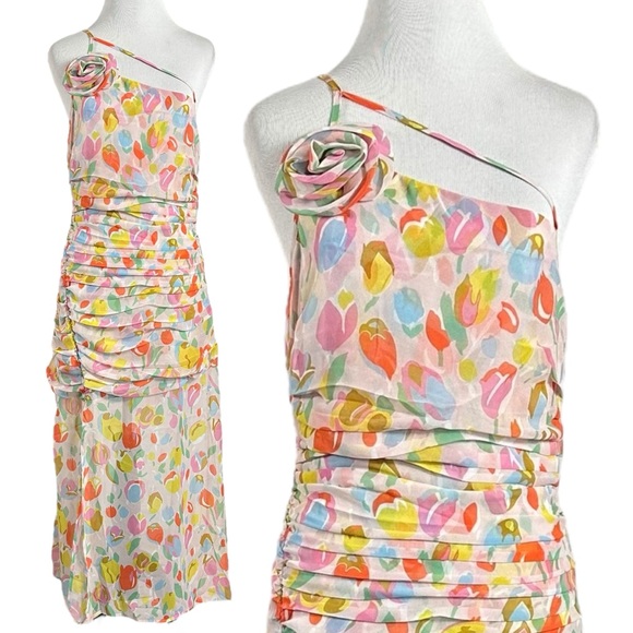 For Love & Lemons Desmona Floral Midi Dress Size Medium NWT Dainty Coquette - Picture 10 of 17